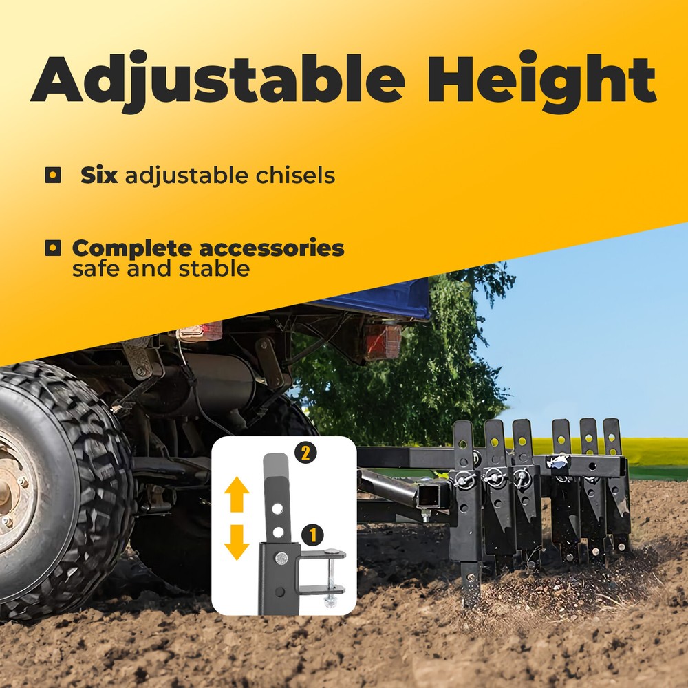 For ATV/UTV Chisel Plow Scarifier Implement w/6 Independently Adjustable Chisels