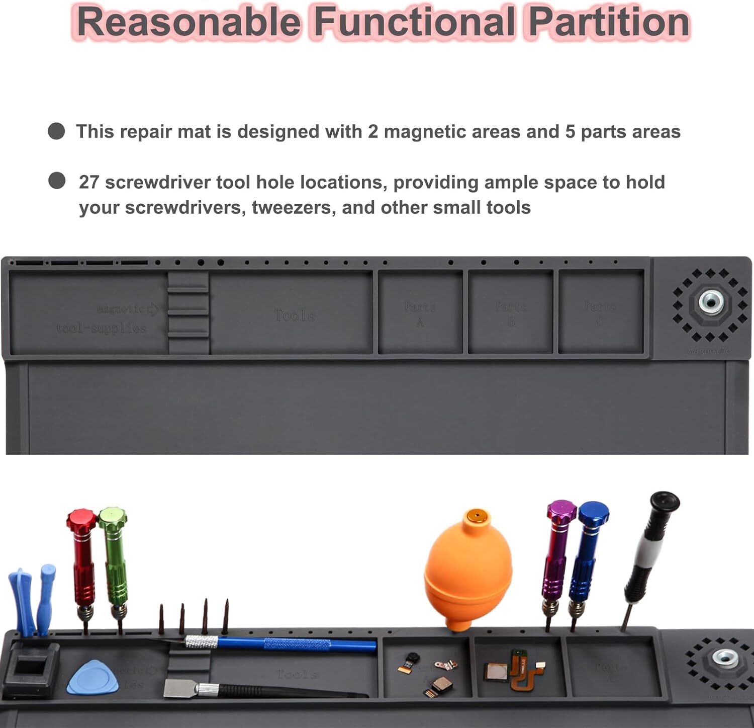 Large Silicone Soldering Mat BGA Gun Heat Resistant for Solder Station Magnetic