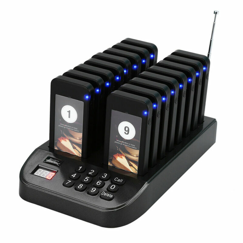 16 Restaurant Coaster Pager Guest keypad Wireless Calling Paging Queuing System
