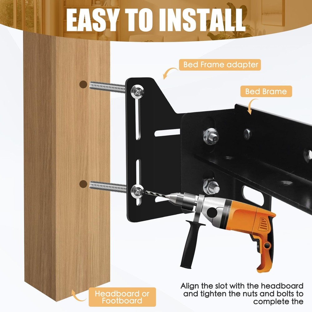 2PCS King Bed Headboard Attachment Bracket Modification Plate,Bed Frame Adapter