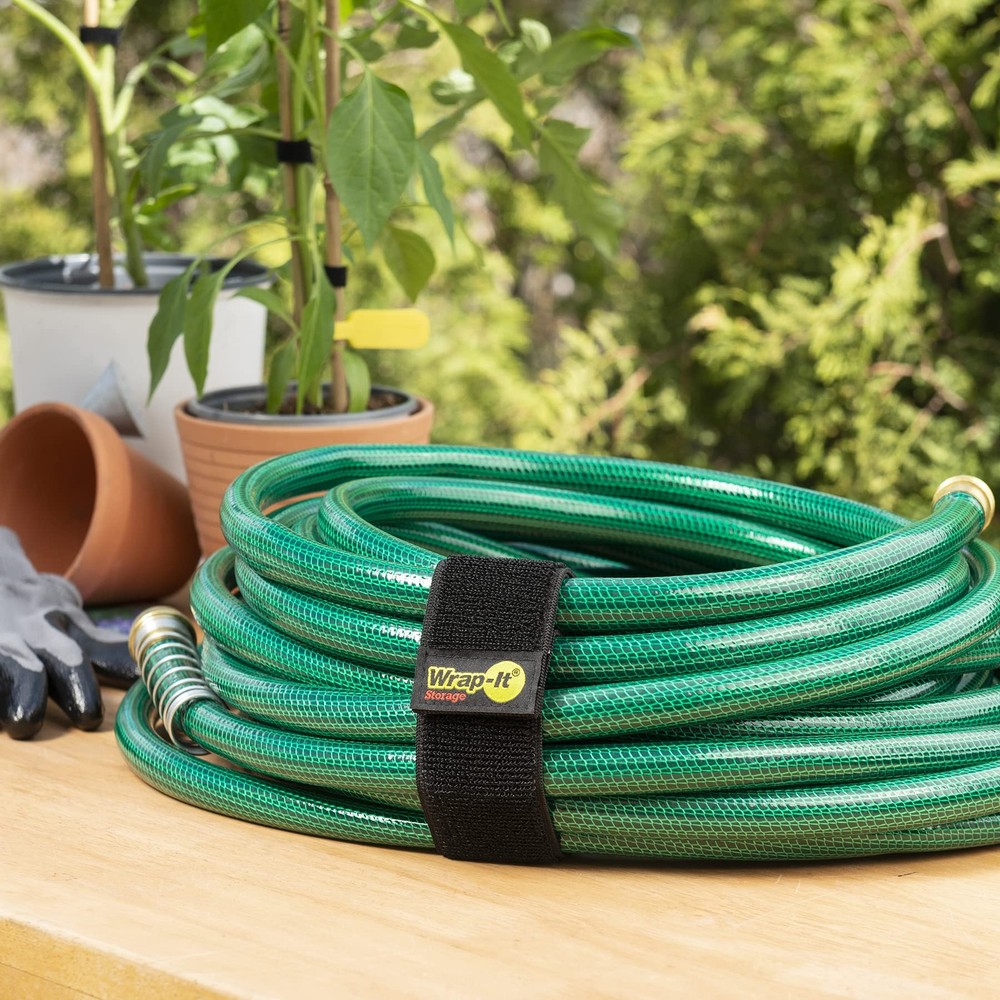 Wrap-It Storage Selfie Straps 16in 6-Pack Black Reusable Hook Loop Cable Ties