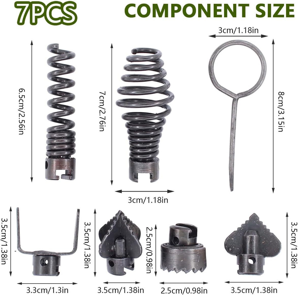 Drain Cleaner Combination Cutter Heads Set7PCS Drain Snake Drill Attachment ...