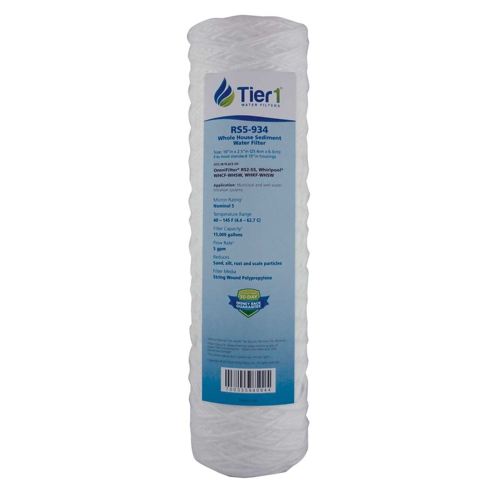 10 x 2.5 Inch 5 Micron String Wound Polypropylene Sediment Water Filter