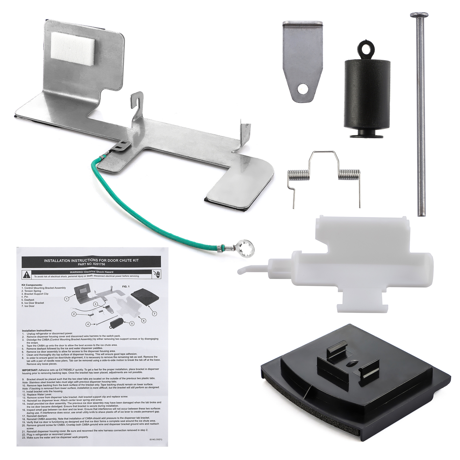 8201756 Dispenser Door Chute Kit for Whirlpool Refrigerator AP3872692 & PS990120