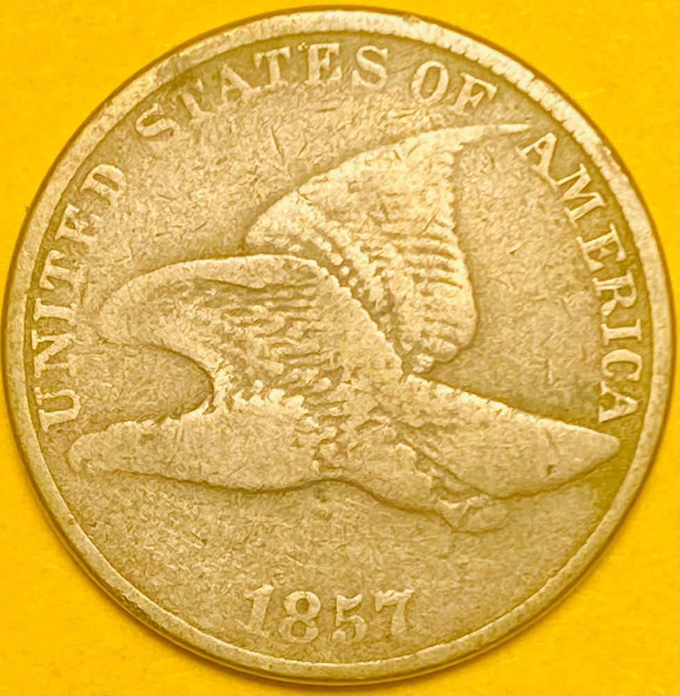 1857 U.S. FLYING EAGLE PENNY CENT 1c COIN (Fine)
