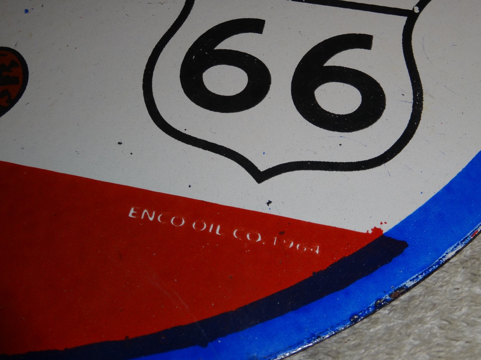 VINTAGE 1964 ESSO PUT A TIGER IN GAS TANK +ROUTE 66 11 3/4" PORCELAIN METAL SIGN