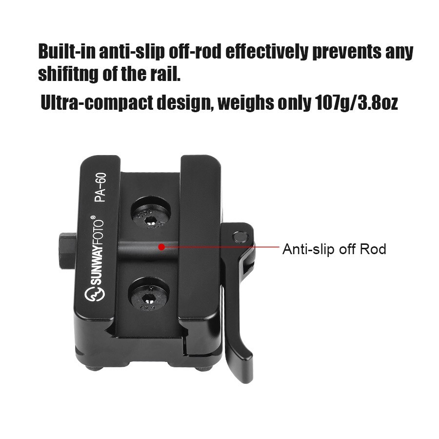 Sunwayfoto Arca-Swiss Mount Tripod Picatinny Rail Adapter ，Arca/RRS Compatible