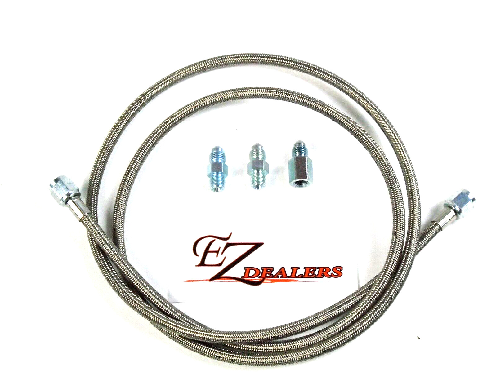 60" inch -4 Stainless Steel Braided Pressure Line Kit For Oil Water Fuel Gauges