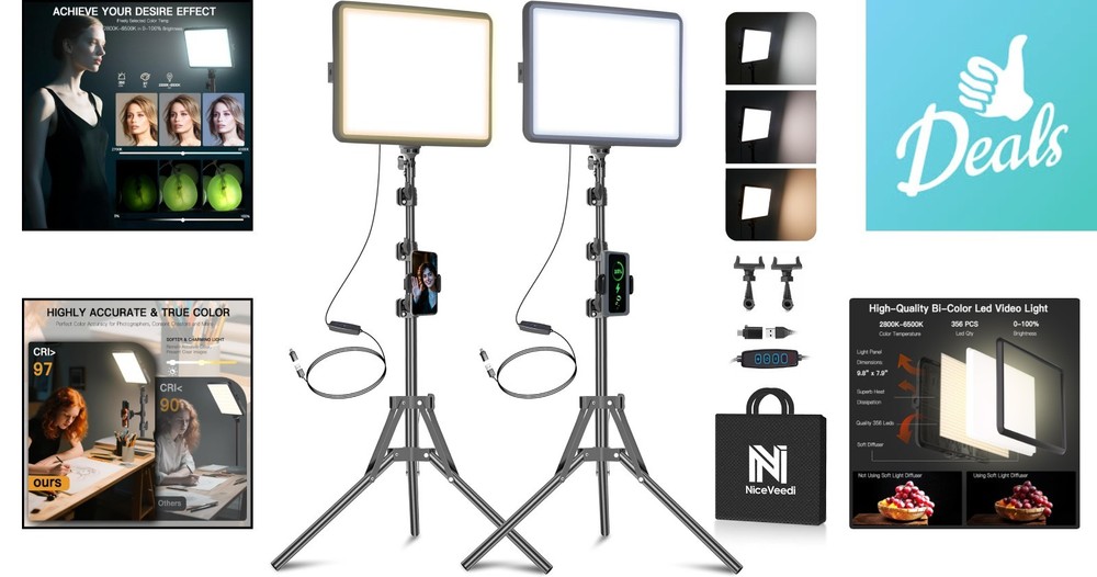 Dimmable 2-Pack LED Lighting Kit for Professional Video & Photography Setup