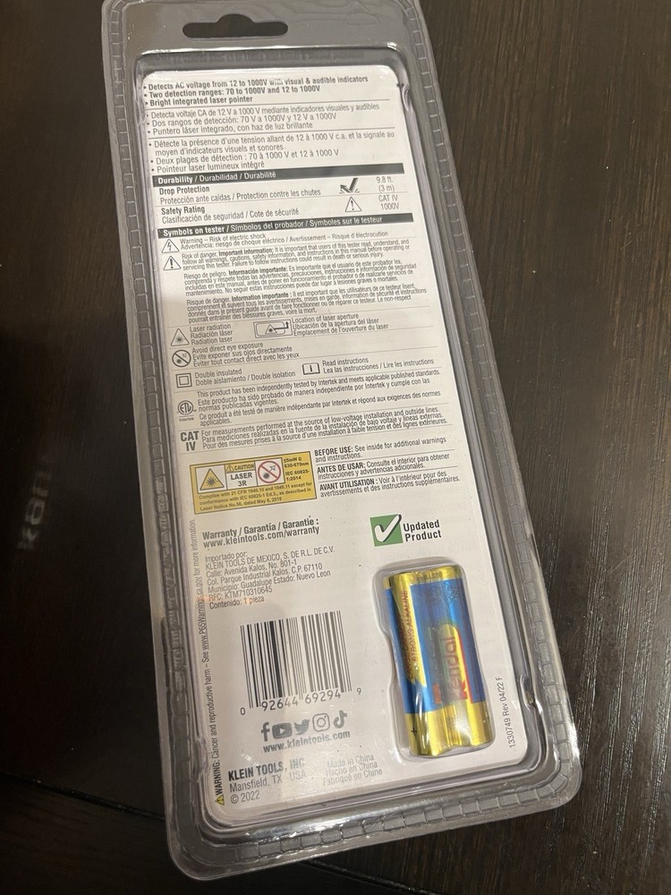 Klein Tools NCVT-5A Dual-Range on-Contact Voltage Tester With Laser Pointer