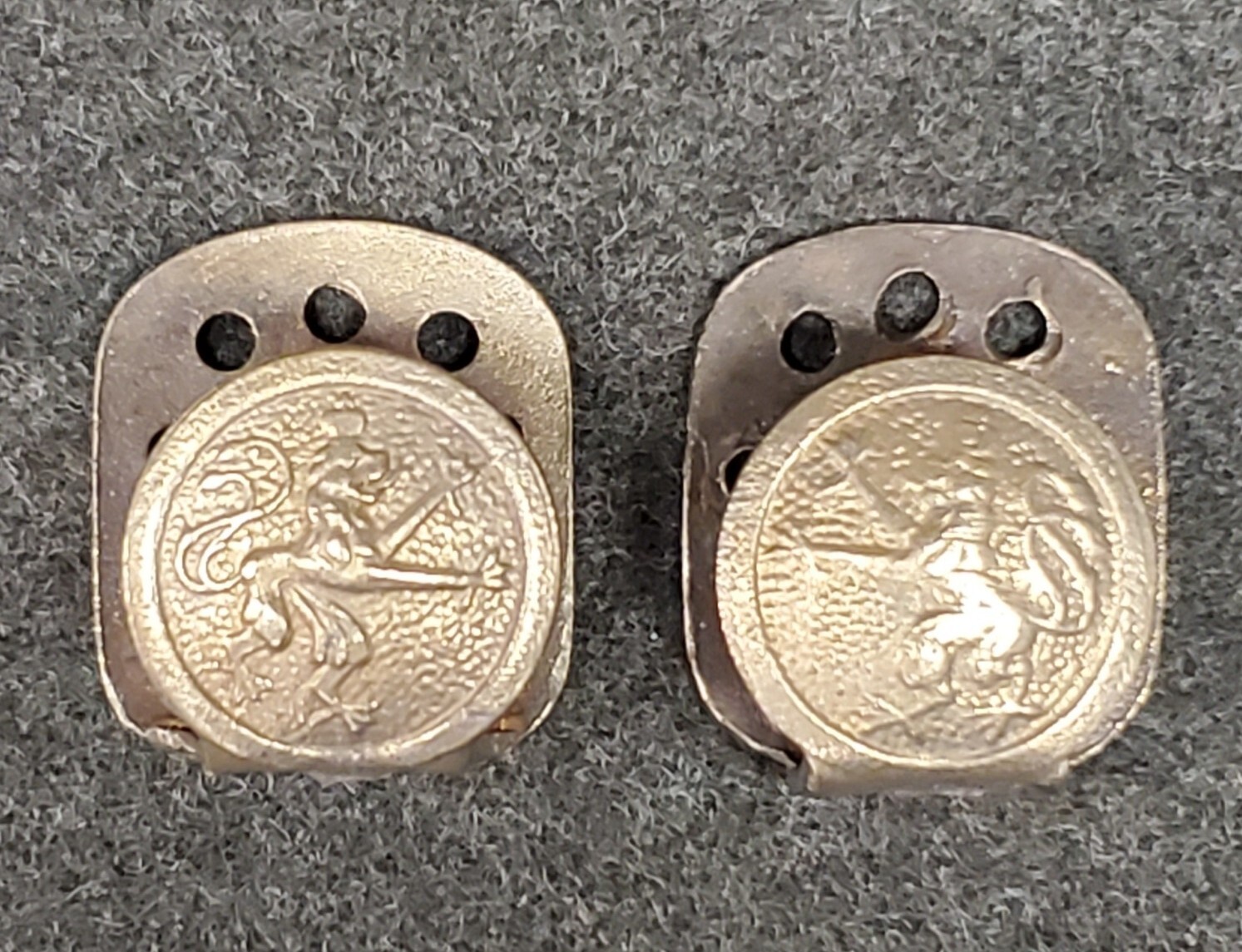 WWI Bavarian Lion coat hooks(ramps) Brass finish, unpainted sold in pairs