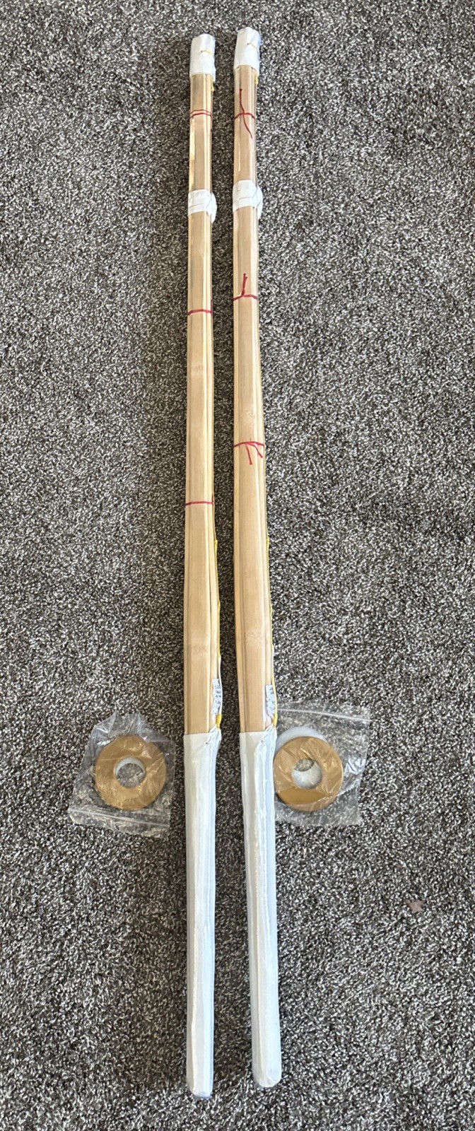 Kendo Bamboo Practice Sticks (Set Of 2) Japanese Samurai Training Shinai, Sz 39