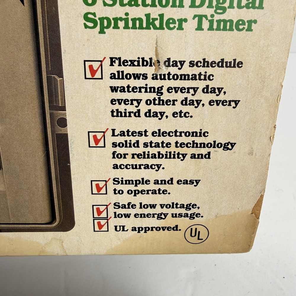 Vintage Rain Bird Rain Clock PC-6 6 Station Digital Sprinkler Timer Controller