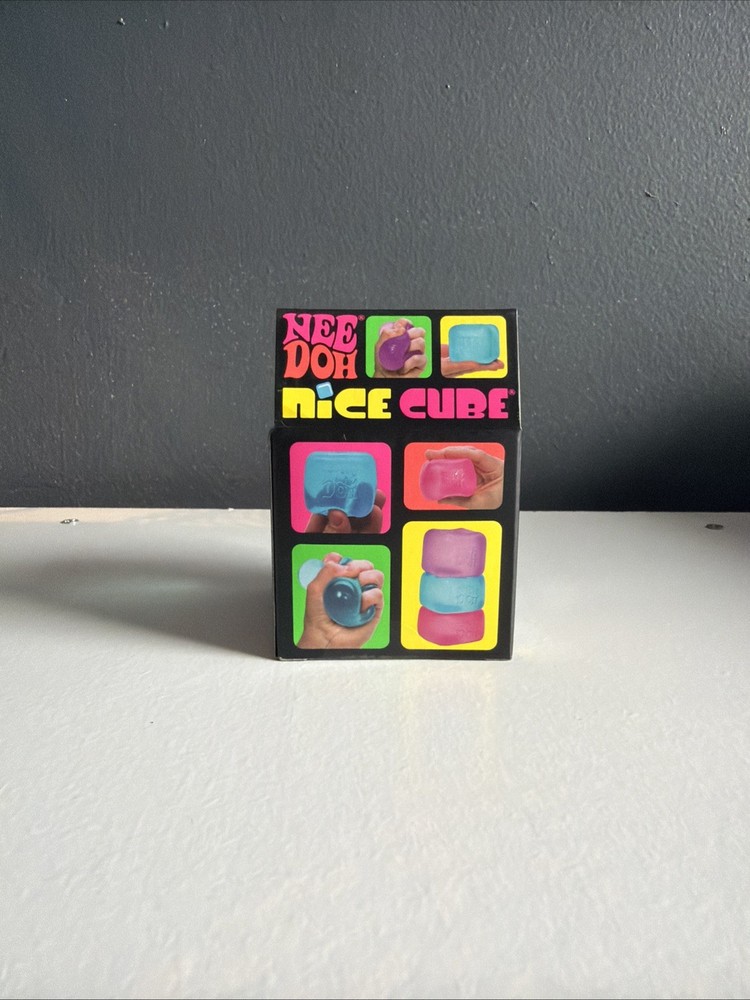 Nee Doh Nice Cubes Ice Cube Toy Fidget Super Solid Squish Blue