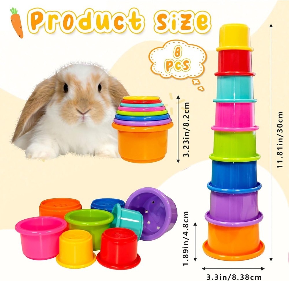 Interactive 8-Piece Nesting Cups for Rabbits & Guinea Pigs - Safe Playtime