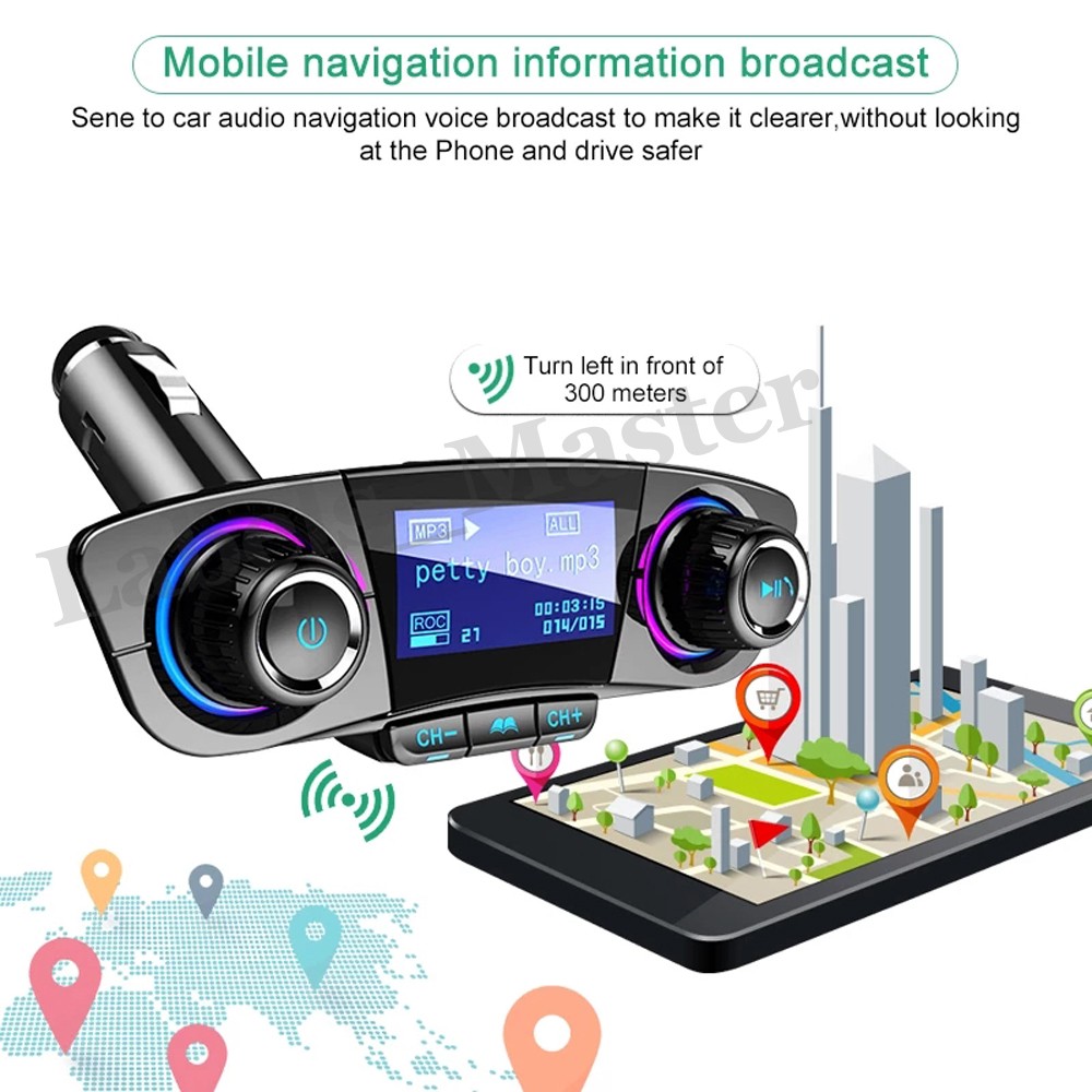 Bluetooth Car FM Transmitter Wireless Radio Adapter MP3 Player Handsfree 2 USB