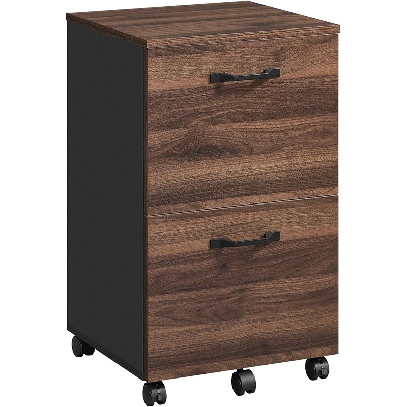 Stylish Rolling File Cabinet W/ 2 Drawers Lockable Casters Space Saving Storage