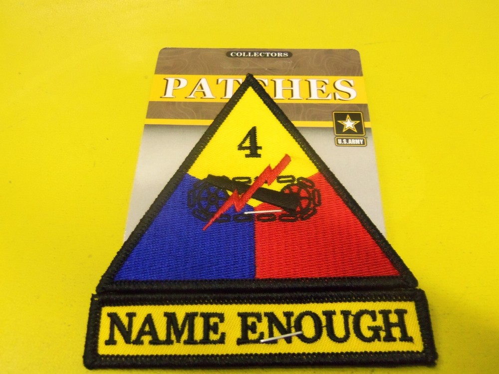 US Army - 4th Armored Division – Name Enough Embroidered 2 Patch Set