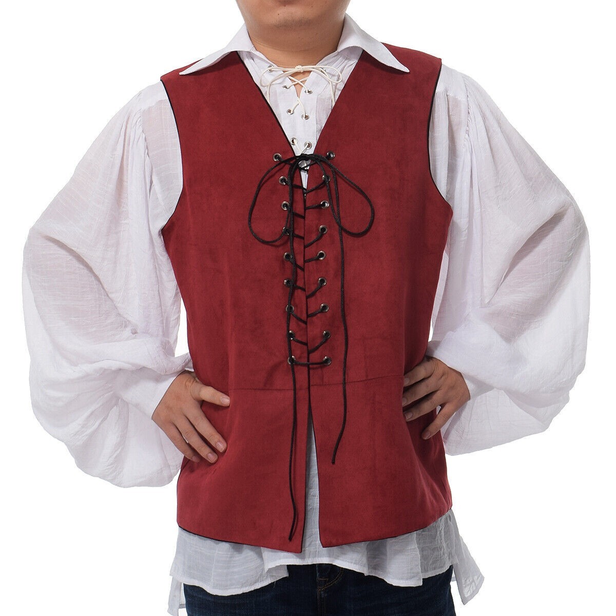Mens Medieval Vest Pirate Waistcoat Renaissance Reversible Waistcoat Viking Vest