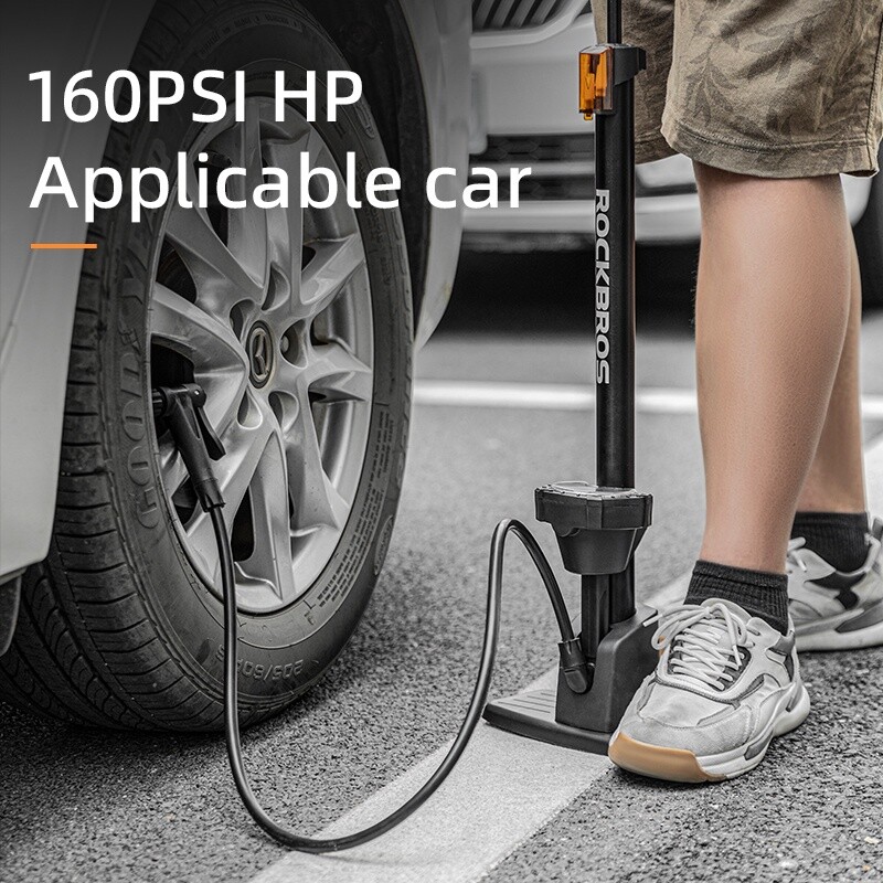 ROCKBROS Bike Pump High Pressure 160Psi Schrader Presta Valve Barometer Inflator