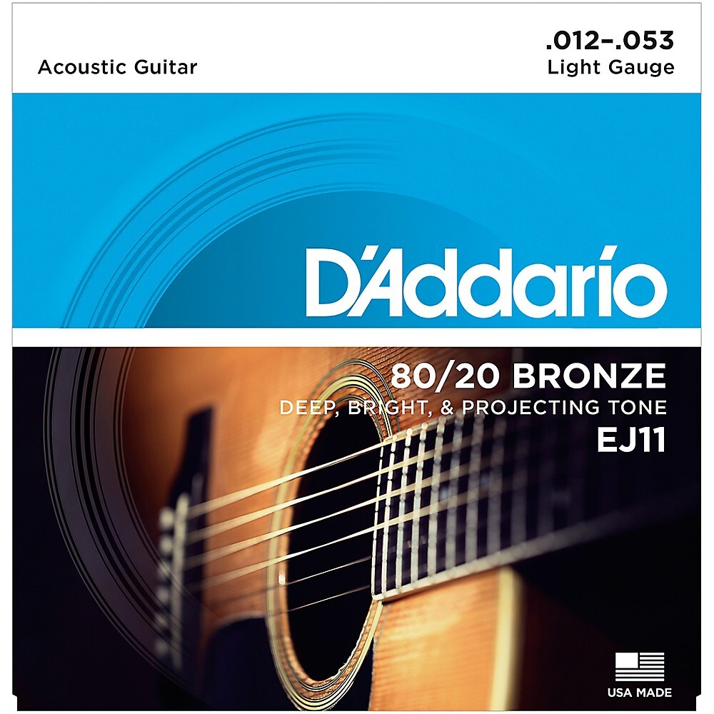 D'Addario EJ11 80/20 Bronze Light Acoustic Guitar Strings - 6-Pack
