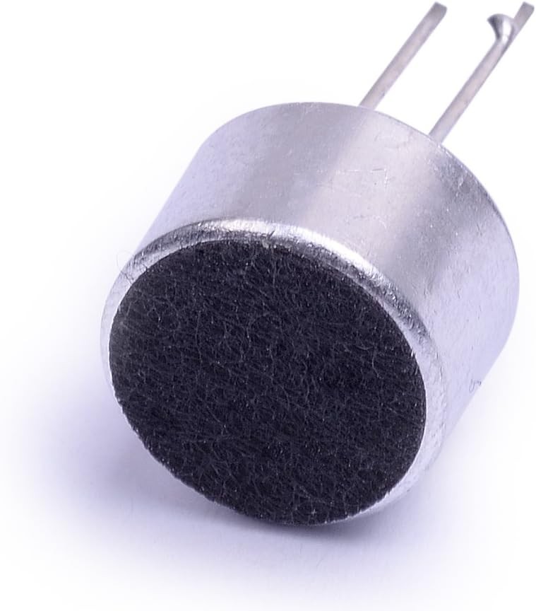 10Pcs Cylindrical Electret Condenser Microphone Pickup with 2 Black, Silver