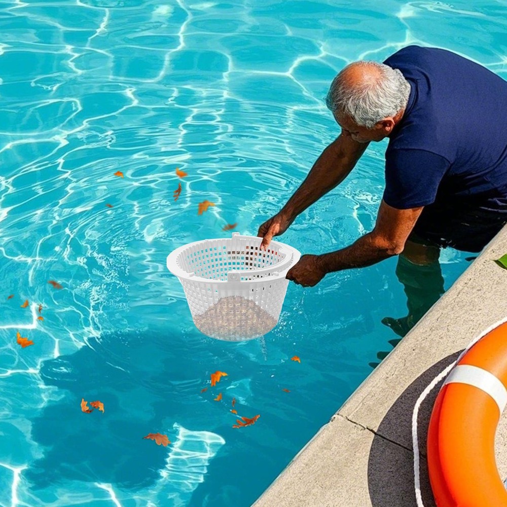 Pool Basket Skimmer Leaf Cleaning Strainer Handle Equipped Pool Skimmer