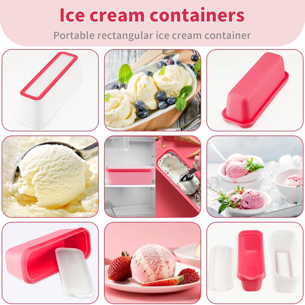 2 Pack 1.5 Quart Ice Cream Containers Reusable Freezer Tubs