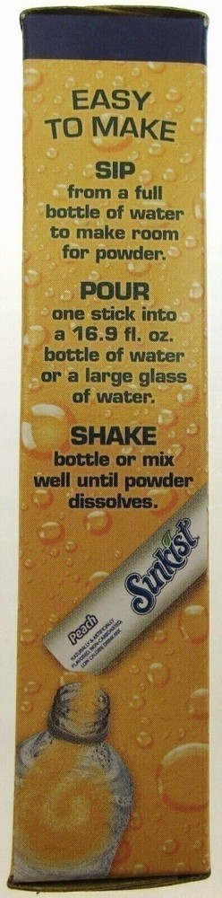 Sunkist Peach ~ Packets ~ Zero Sugar Free ~ Drink Mix ~ 3 Boxes