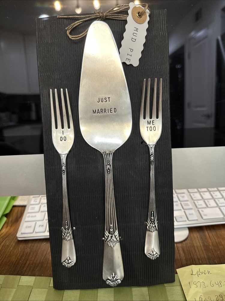 Mud Pie 'Just Married' Wedding Cake Server Set (3 Pieces)