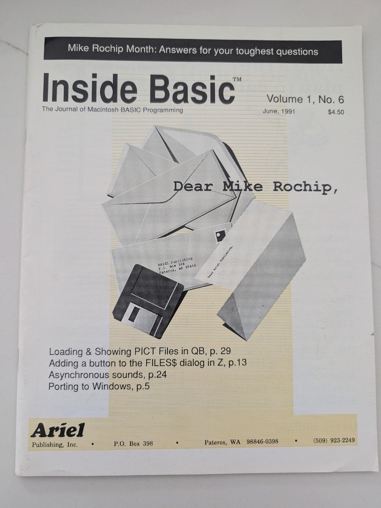 Inside Basic Vol 1 No 6 June 1991 Journal of Macintosh BASIC Programming Catalog