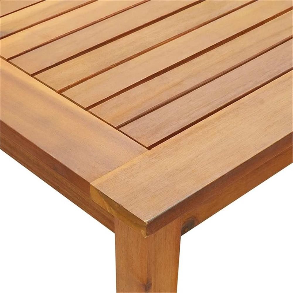 Bowery Hill Solid Acacia Wood Medium Durable Garden Table in Brown
