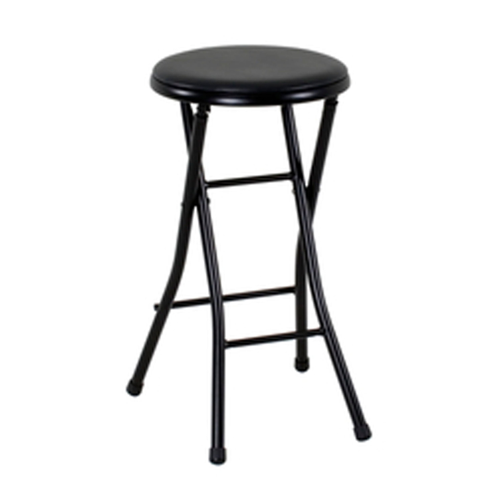 24" Vinyl Padded Folding Stool, Black