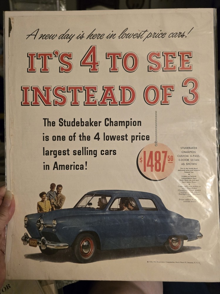 Vintage 1950 Studebaker Car Advertisement