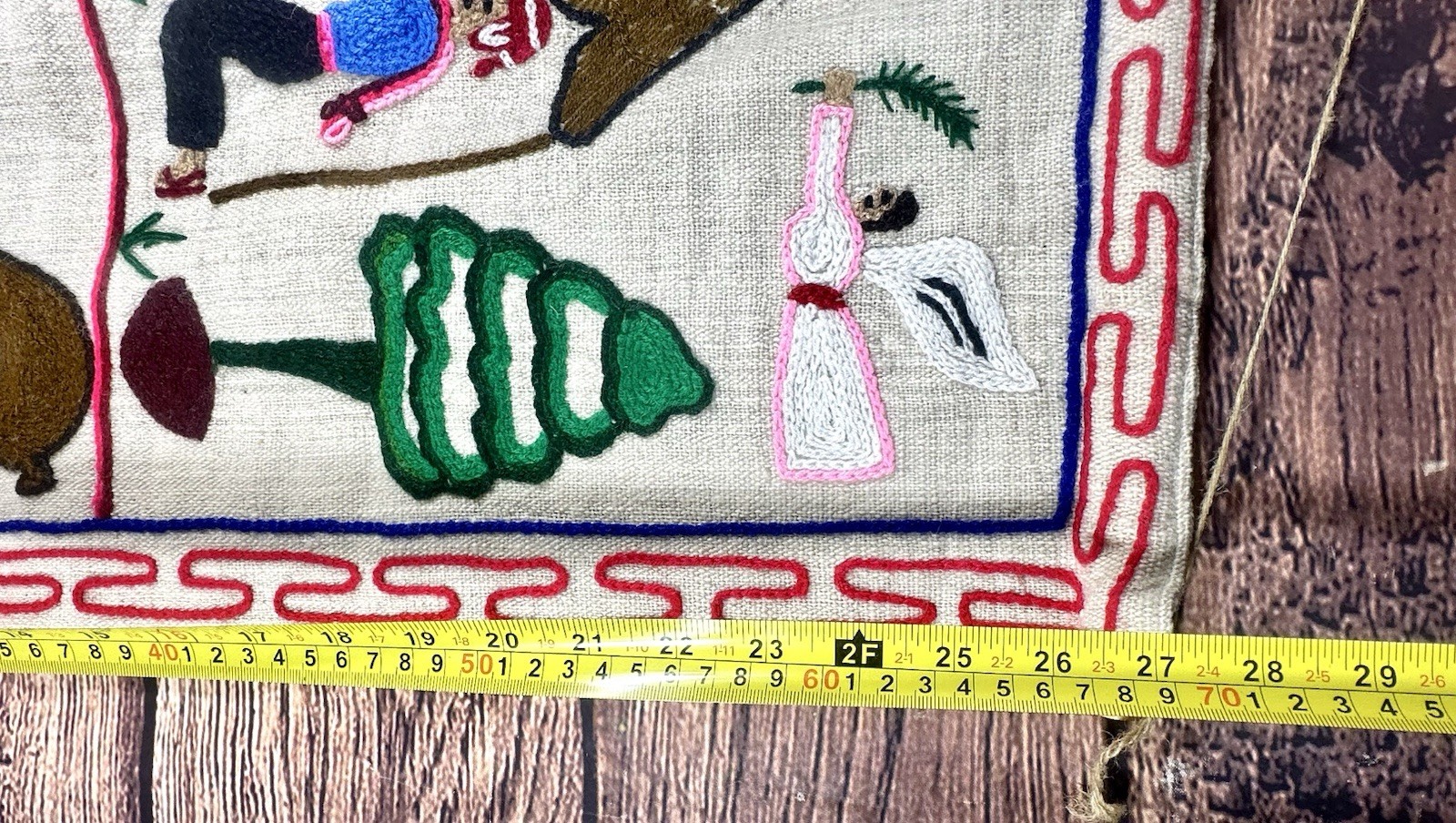 Vintage Peruvian Alpaca Handmade Hanging Tapestry Textile Embroidery Nativity