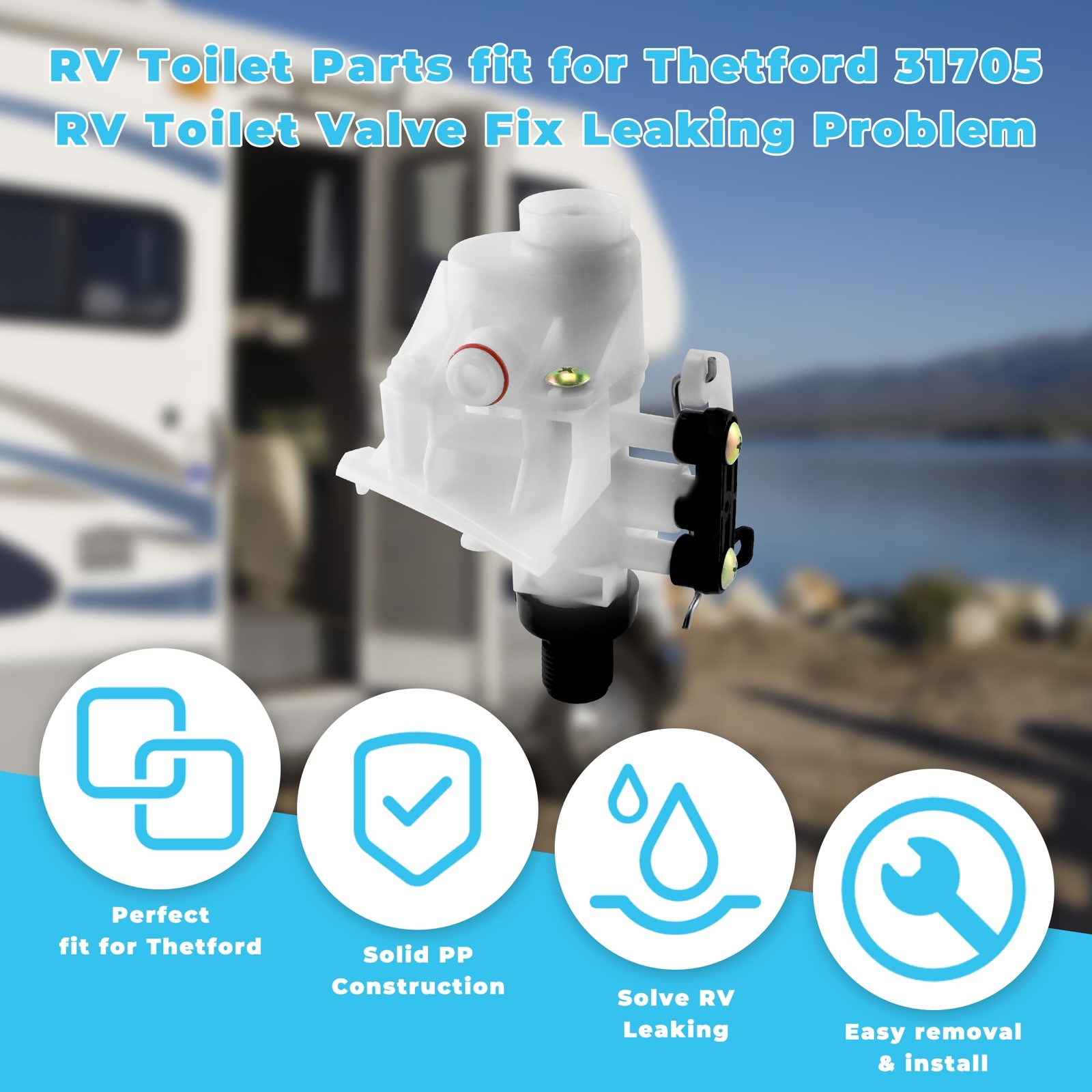 31653 31705 31688 31835 31687 RV Toilet water Valve fit for Thetford White