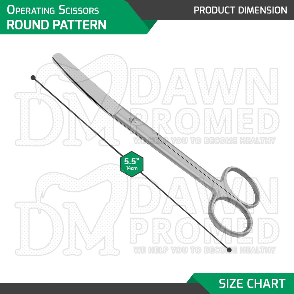 6 Pcs Operating Scissors 5.5" Curved Blunt Blunt Round Pattern Surgical Set