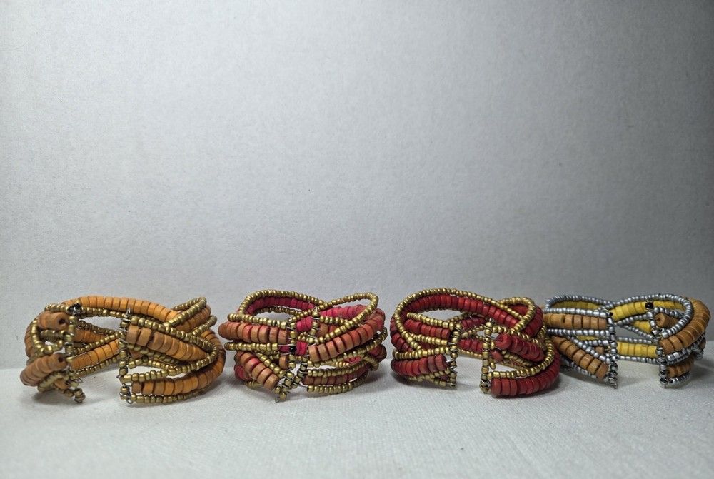 Handmade Multi colored on seed bead memory wire cuff bracelet