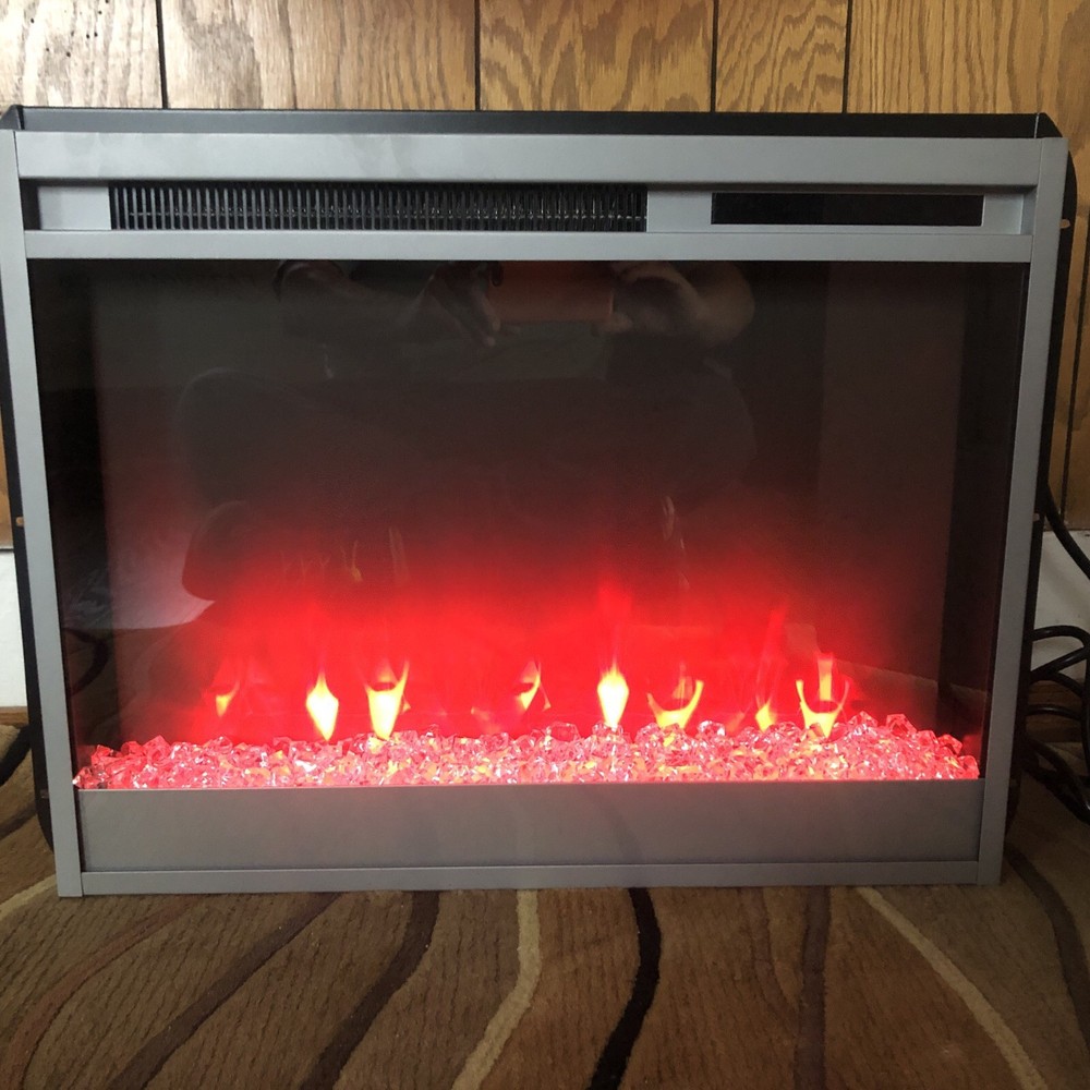 AltraFlame 23 Inch Silver Frame Electric Fireplace Insert Or Stand Alone.