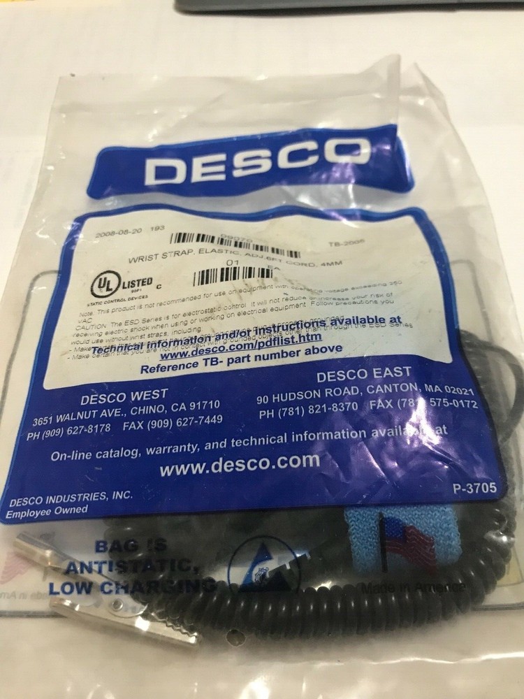 Desco 09070 Wrist Strap,with 6 Ft Cord