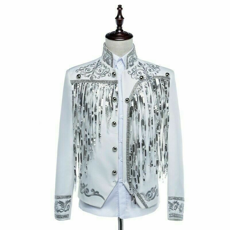 Men's Sequin Embroidered Costume Jacket For Show Party