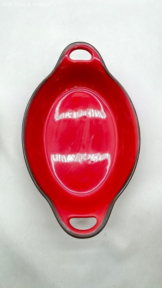 Member's Mark Red Ceramic Oval Baking Dish Ribbed Casserole