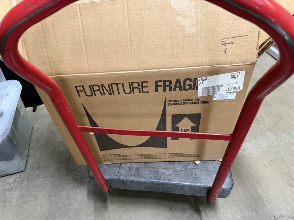 Authentic Herman Miller Walnut Adjustable Height Nelson Tray Table With Box