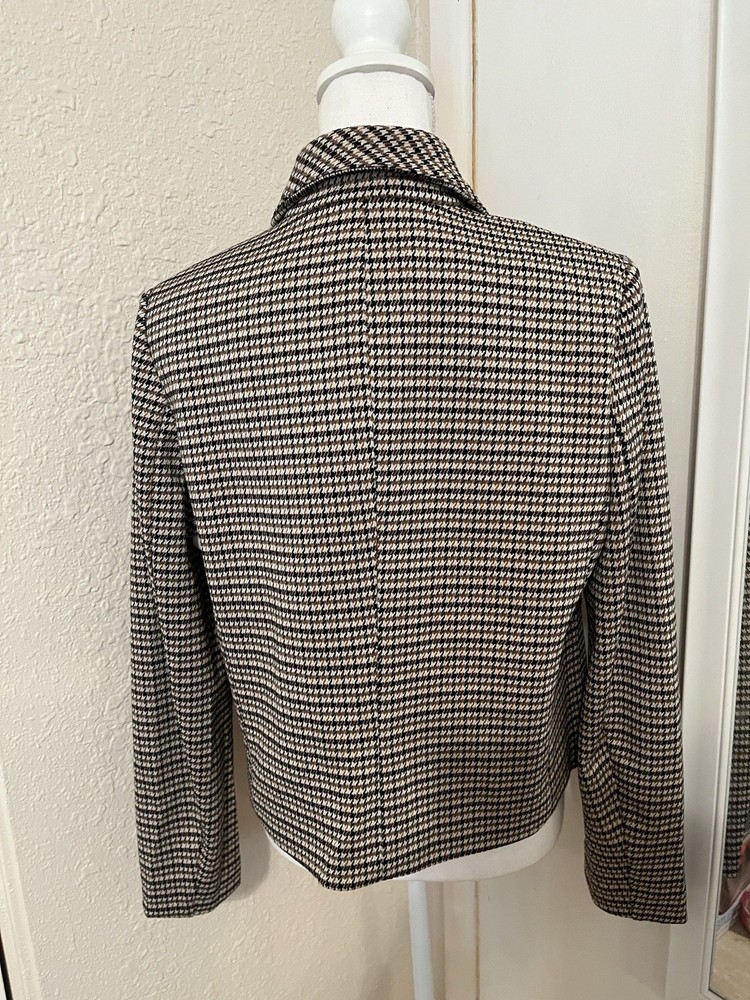 NWT Anne Klein Classic Houndstooth Short Blazer Size Medium