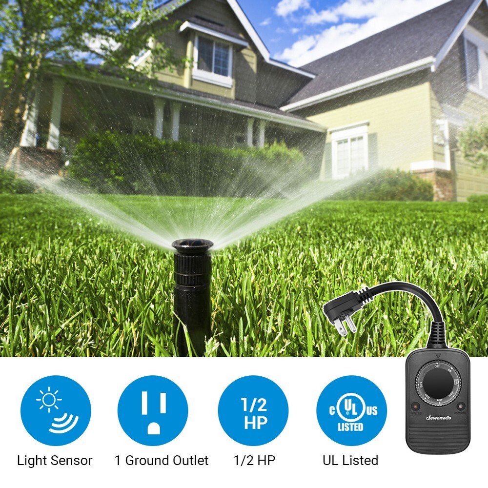 DEWENWILS 2 Pack Light Sensor Countdown Timer Outlets Plug in Outdoor Timer