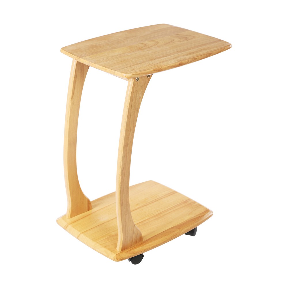 C Shaped End Table Small Side Sofa Table Sofa End Table Laptop Table Wheels Home