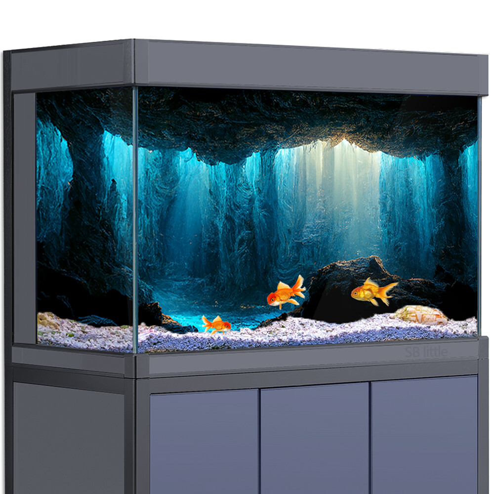 Aquarium Background Sticker, Underwater Caves Fish Tank Decorations Poster