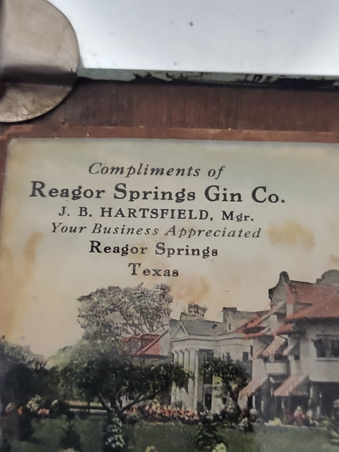 1920's ? SCARCE Reagor Spring ,Texas Cotton Gin Advertising, Mirror/ Wood Sign