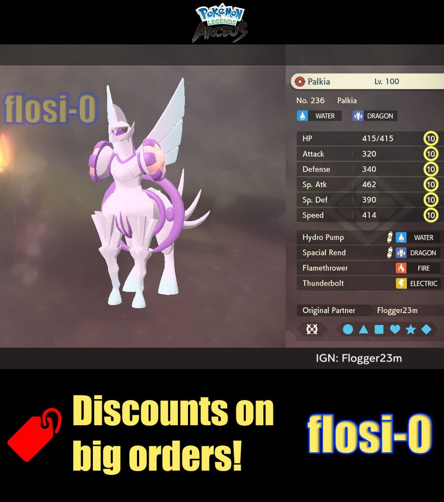 6IV Palkia Origin Form Max Effort Level Pokemon Legends Arceus