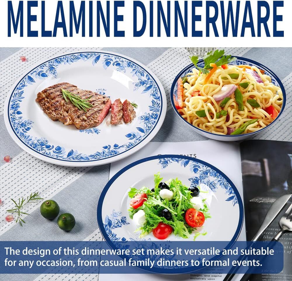 Melamine Dinnerware Sets-12pcs floral dinnerware set Traditional flower